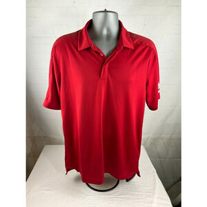 Men’s Adidas LCNC Coaches Polo Shirt Size Medium Red Short Sleeve Vented EUC